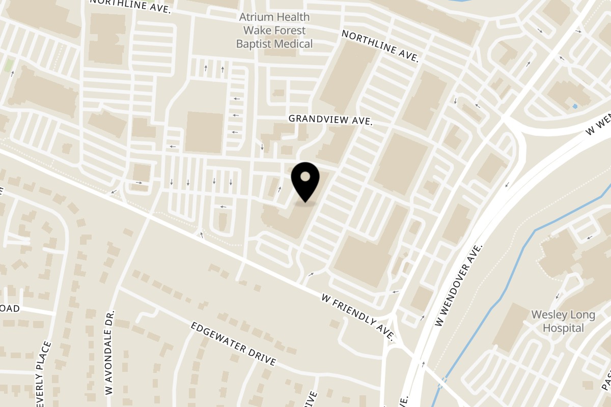 Map showing the location of Pita Delite Greensboro - Friendly on 617 Friendly Center Rd in Greensboro